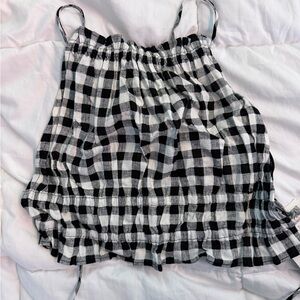 Black and White Checkered Sleeveless Top & Skirt set